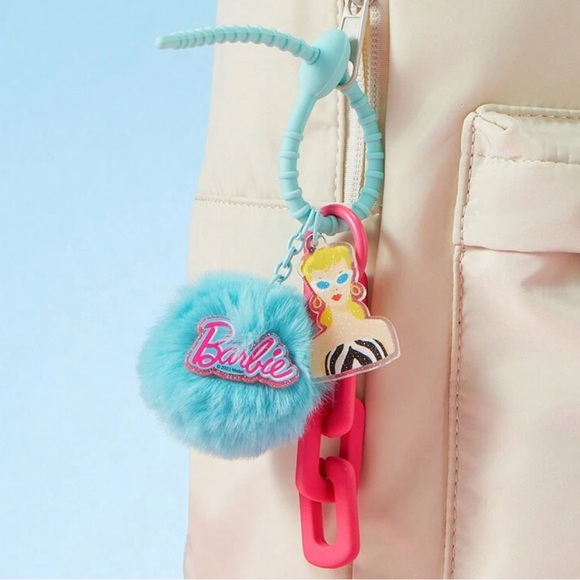 Miniso Barbie Shining Collection Fluffy Keychain (Blue) - Picture 2 of 5